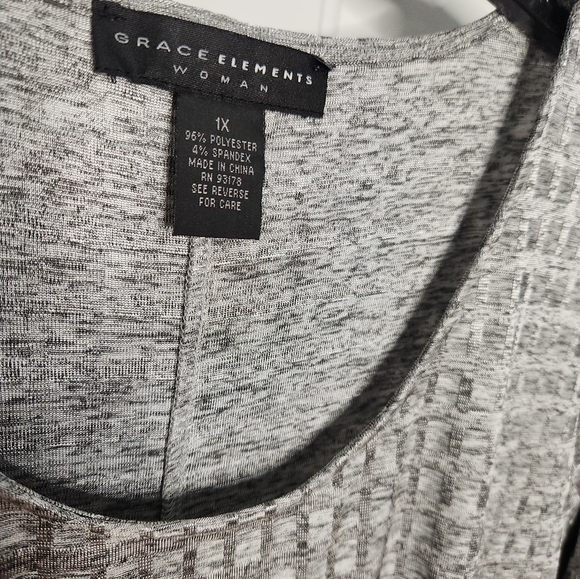 Plus Size Grace Elements Silver Gray Blouse Top Size 1X - Picture 5 of 7